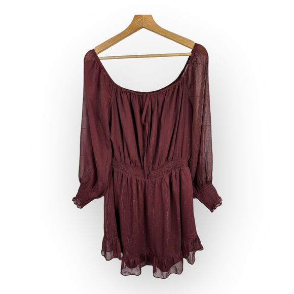 Charles Henry Womens size XL Metallic Off the Shoulder Long Sleeve Mini Dress - Picture 5 of 15